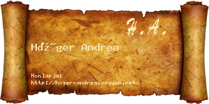 Höger Andrea névjegykártya